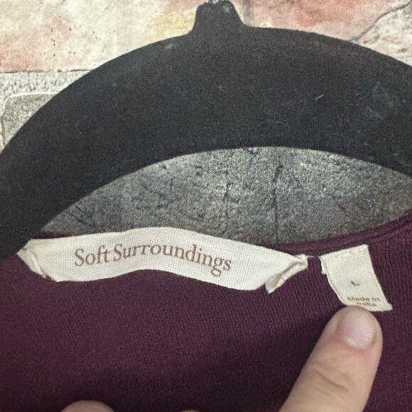 Soft Surroundings Burgundy Purple Embroidered Fleece Lined Cardigan Large - Picture 4 of 7